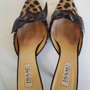ISAAC Haircalf Leopard Mules   size 10